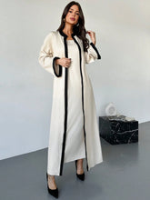 2pcs Set: Elegant Minimalist Comfortable Vintage Coin Contrasting Trim Bell Sleeve Jacket And A-Line Slip Dress, Autumn/Winter